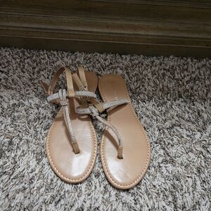 Madden Girl Tan Sandals with Rhinestone Straps
